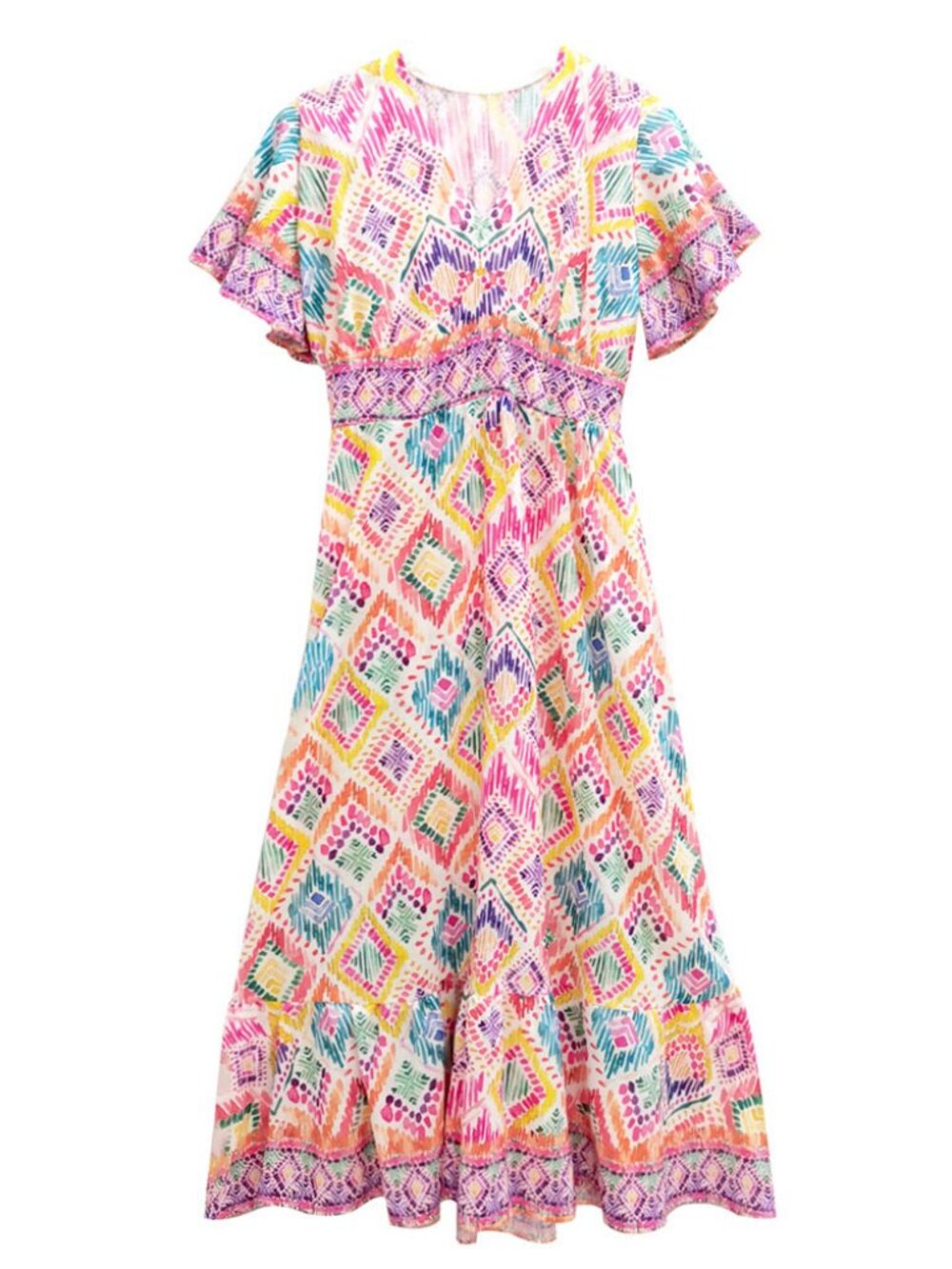 Tile Print Maxi Dress